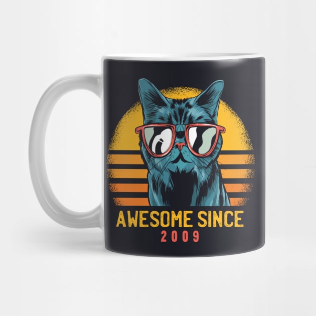 Retro Cool Cat Awesome Since 2009 // Awesome Cattitude Cat Lover by Now Boarding